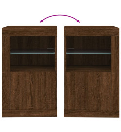 Armoires latérales et lumières LED 2 pcs chêne marron