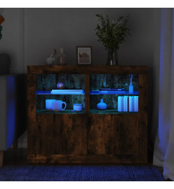 Armoires latérales et lumières LED 2 pcs chêne fumé