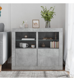 Armoires latérales et lumières LED 2 pcs gris béton