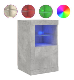 Armoires latérales et lumières LED 2 pcs gris béton
