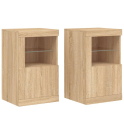Armoires latérales et lumières LED 2 pcs chêne sonoma