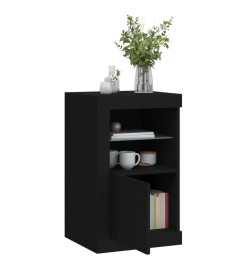 Armoires latérales et lumières LED 2 pcs noir bois d'ingénierie