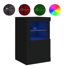 Armoires latérales et lumières LED 2 pcs noir bois d'ingénierie