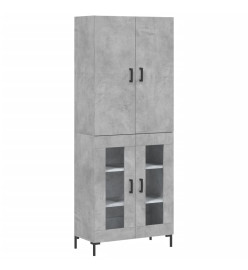 Buffet haut Gris béton 69,5x34x180 cm Bois d'ingénierie