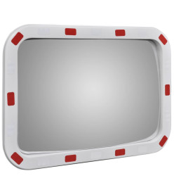 Miroir de trafic convexe rectangulaire 40x60cm avec réflecteurs