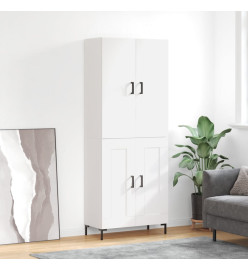 Buffet haut Blanc brillant 69,5x34x180 cm Bois d'ingénierie