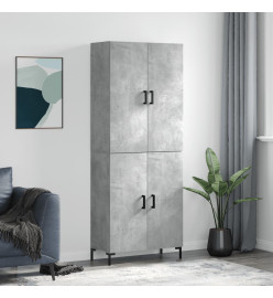 Buffet haut Gris béton 69,5x34x180 cm Bois d'ingénierie