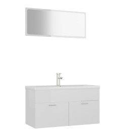 Ensemble de meubles de salle de bain Blanc brillant Aggloméré