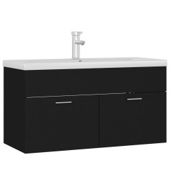 Armoire d'évier avec lavabo intégré Noir Aggloméré