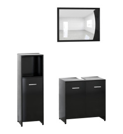 Ensemble de meubles de salle de bain 3 pcs Noir Aggloméré