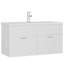 Armoire d'évier avec lavabo intégré Blanc Aggloméré