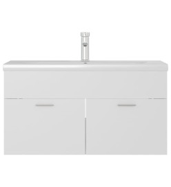 Armoire d'évier avec lavabo intégré Blanc Aggloméré