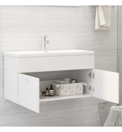 Armoire d'évier avec lavabo intégré Blanc Aggloméré