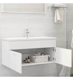 Armoire d'évier avec lavabo intégré Blanc Aggloméré