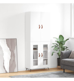 Buffet haut Blanc brillant 69,5x34x180 cm Bois d'ingénierie