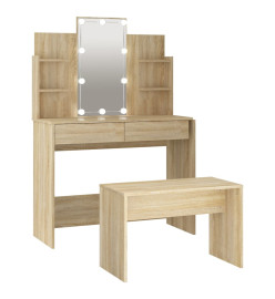 Ensemble de coiffeuse avec LED Chêne sonoma Bois d'ingénierie