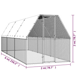 Poulailler d'extérieur 2x6x2 m Acier galvanisé