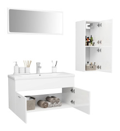 Ensemble de meubles de salle de bain Blanc brillant Aggloméré