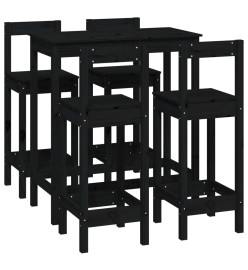 Ensemble de bar 5 pcs Noir Bois de pin massif