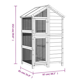 Maison à oiseaux gris 97x81x152 cm bois massif de pin