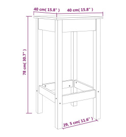 Ensemble de bar 3 pcs Noir Bois de pin massif