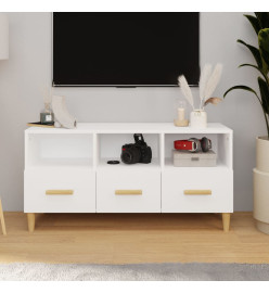 Meuble TV Blanc brillant 102x36x50 cm Bois d'ingénierie