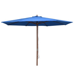 Parasol d'extérieur avec mât en bois 350 cm Bleu