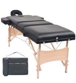 Table de massage pliable à 3 zones 10 cm d'épaisseur Noir