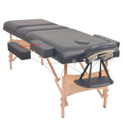 Table de massage pliable à 3 zones 10 cm d'épaisseur Noir