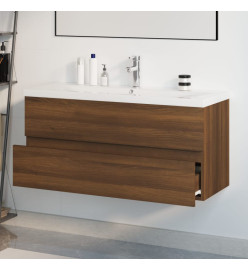 Meuble lavabo avec bassin intégré Chêne brun Bois d'ingénierie