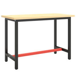 Cadre de banc de travail Noir et rouge mat 110x50x79 cm Métal