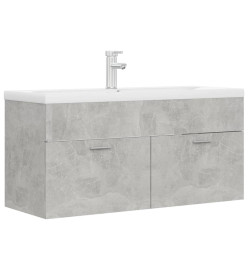 Armoire d'évier avec lavabo intégré Gris béton Aggloméré