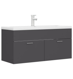 Armoire d'évier avec lavabo intégré Gris Aggloméré