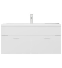 Armoire d'évier avec lavabo intégré Blanc brillant Aggloméré