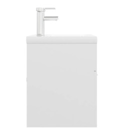 Armoire d'évier avec lavabo intégré Blanc brillant Aggloméré