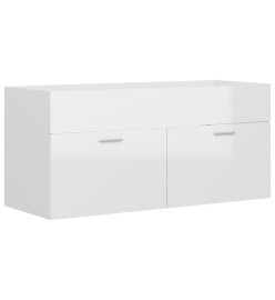Armoire d'évier avec lavabo intégré Blanc brillant Aggloméré