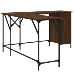 Bureau chêne marron 141x141x75 cm bois d'ingénierie