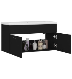 Armoire d'évier avec lavabo intégré Noir Aggloméré
