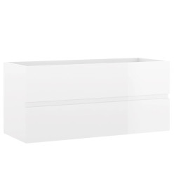 Armoire d'évier avec lavabo intégré Blanc brillant Aggloméré