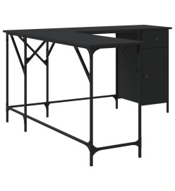 Bureau noir 141x141x75 cm bois d'ingénierie