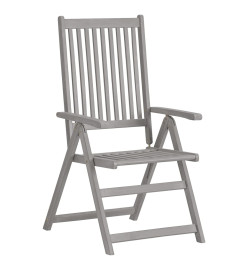 Chaises inclinables de jardin 4 pcs Gris Bois solide d'acacia