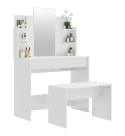 Ensemble de coiffeuse Blanc brillant 96x40x142 cm