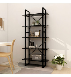 Bibliothèque à 5 niveaux Noir 80x30x175 cm Bois d'ingénierie