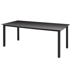 Table de jardin Noir 190 x 90 x 74 cm Aluminium et verre