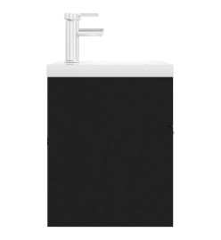 Armoire d'évier avec lavabo intégré Noir Aggloméré