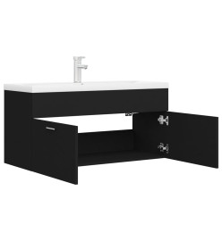 Armoire d'évier avec lavabo intégré Noir Aggloméré