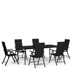 Ensemble de salle à manger de jardin 7 pcs Noir