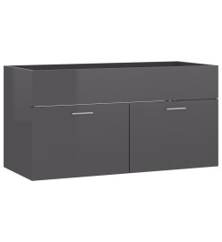 Armoire d'évier avec lavabo intégré Gris brillant Aggloméré