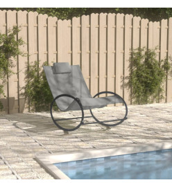 Chaise longue avec oreiller Acier et textilène Gris