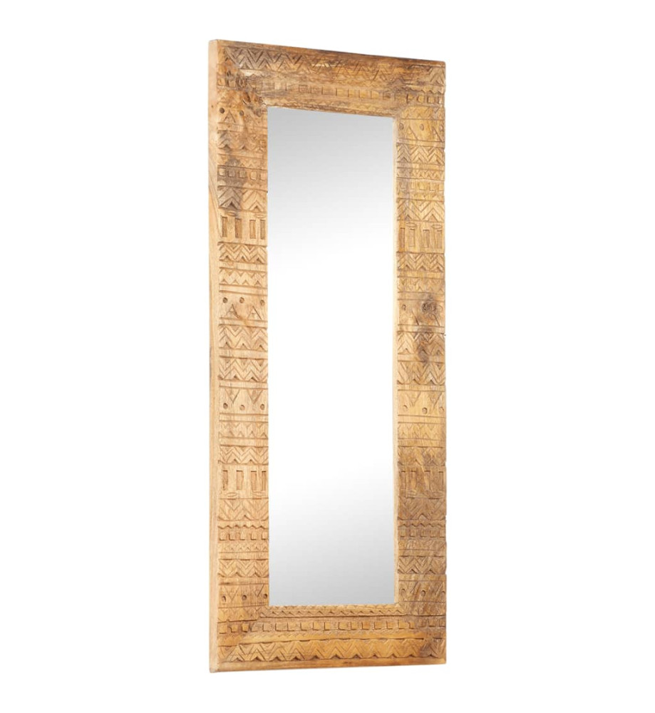 Miroir sculpté à la main 110x50x11 cm Bois de manguier solide